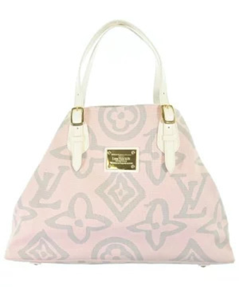 Louis Vuitton pink white canvas Tahitienne Cabas tote bag Monogram